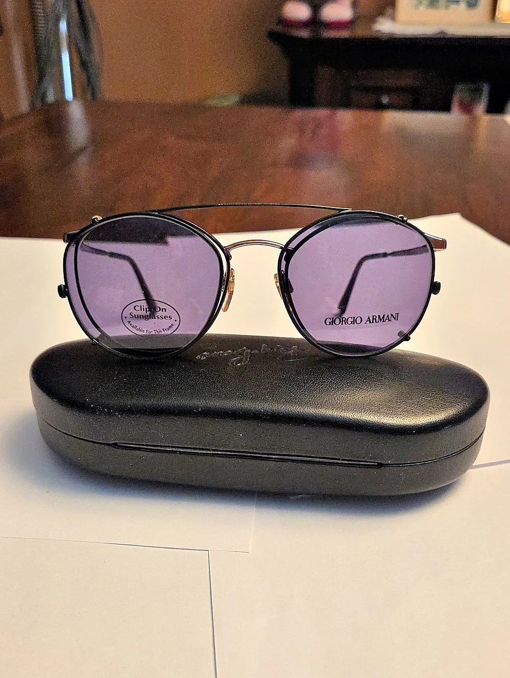 Giorgio Armani Clip-On Sunglasses Black & Purple